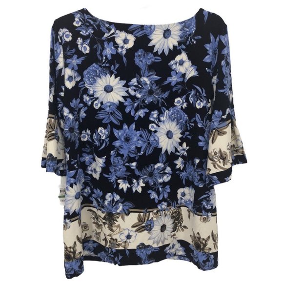 Charter Club Floral Print Elbow Length Sleeve Top NWT Size L - Picture 7 of 13